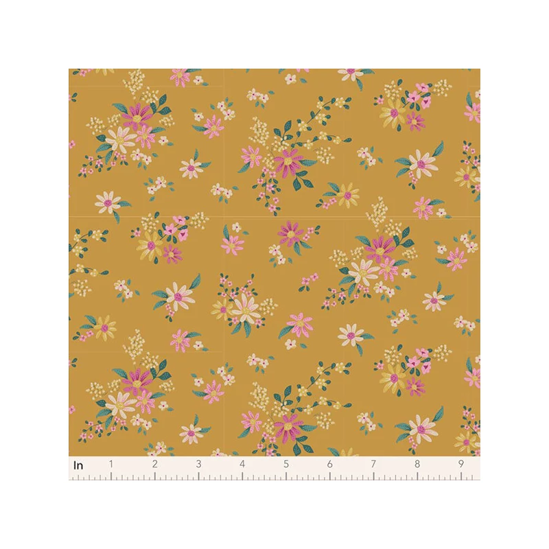 Patchwork anyag - Tilda Chic Escape - Daisyfield mustard 110048
