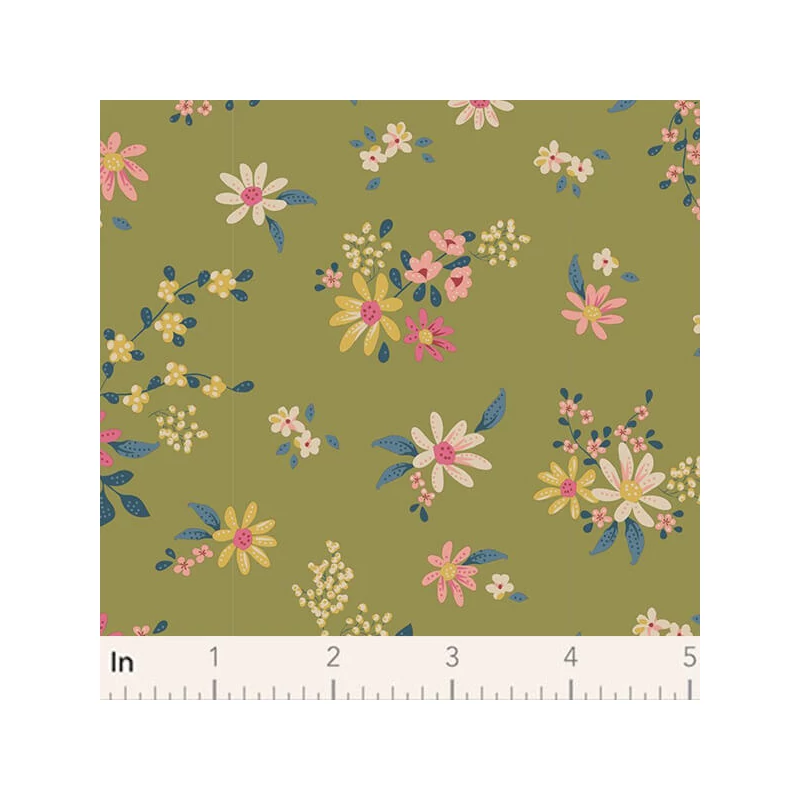Patchwork anyag - Tilda Chic Escape - Daisyfield green 110049