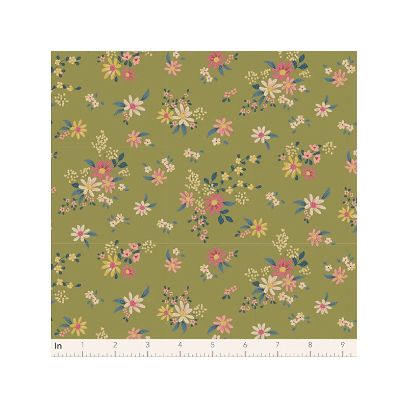 Patchwork anyag - Tilda Chic Escape - Daisyfield green 110049