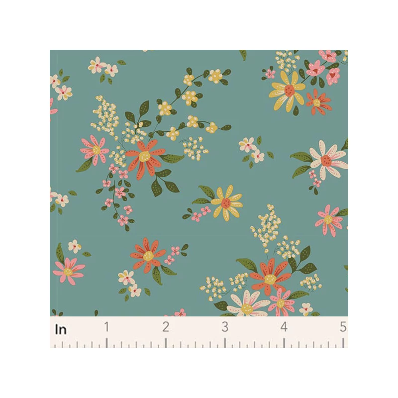 Patchwork anyag - Tilda Chic Escape - Daisyfield teal 110050