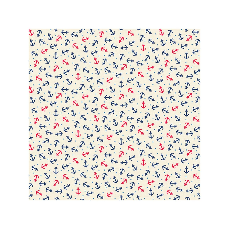 Patchwork anyag - Makower - Nautical Anchors cream 2501-Q