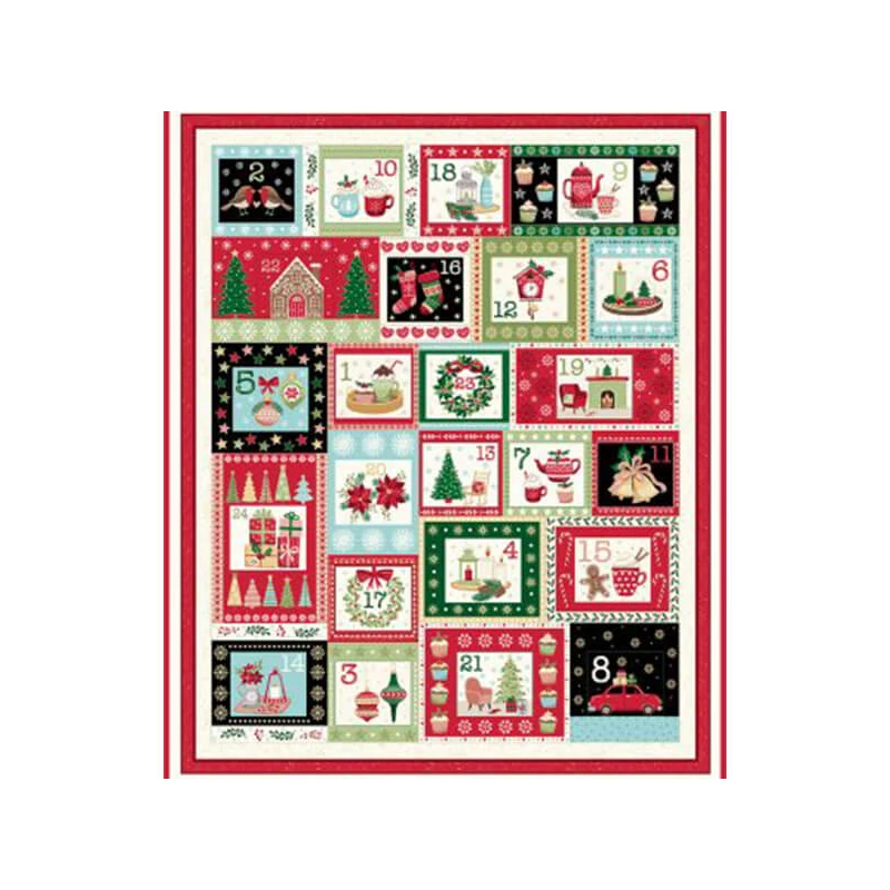 Patchwork anyag - Makower - Christmas 23 Advent Cosy  2574-1 Panel, 60cm