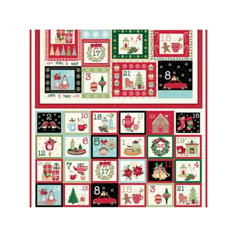 Patchwork anyag - Makower - Christmas 23 Advent Cosy  2574-1 Panel, 60cm