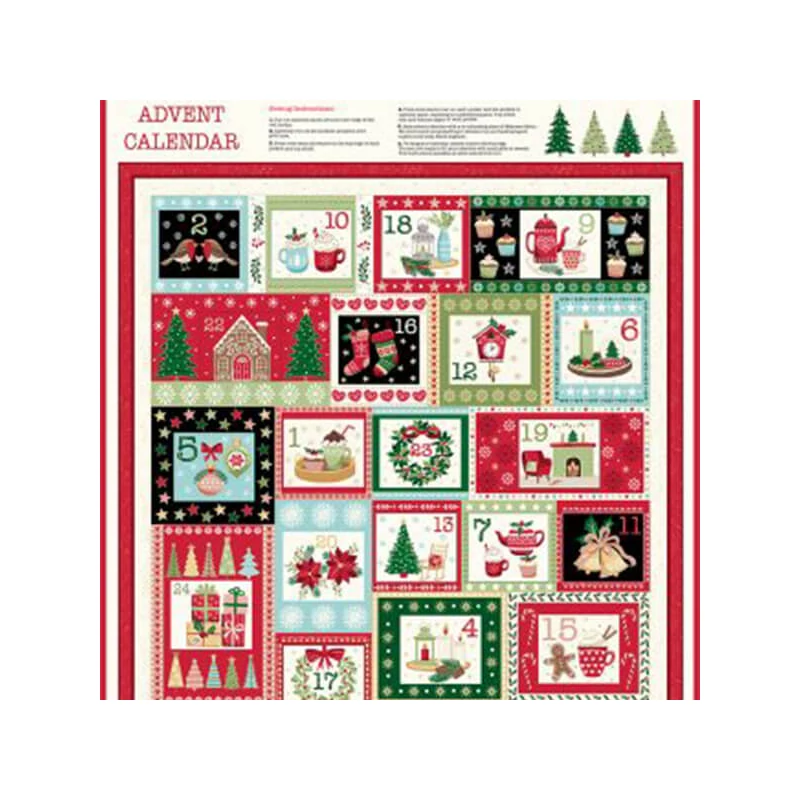 Patchwork anyag - Makower - Christmas 23 Advent Cosy  2574-1 Panel, 60cm