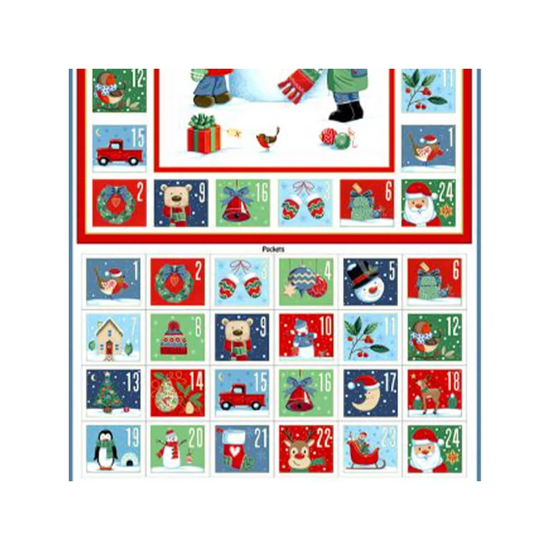 Patchwork anyag - Makower - Christmas 23 Advent Santa Snowman  2589-1 Panel, 60cm