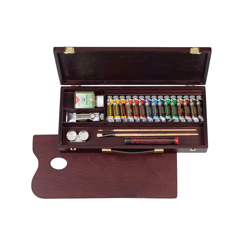 Talens Rembrandt olaj festőkészlet - 15x15 ml + 1x40 ml + kiegészítők, fadobozos