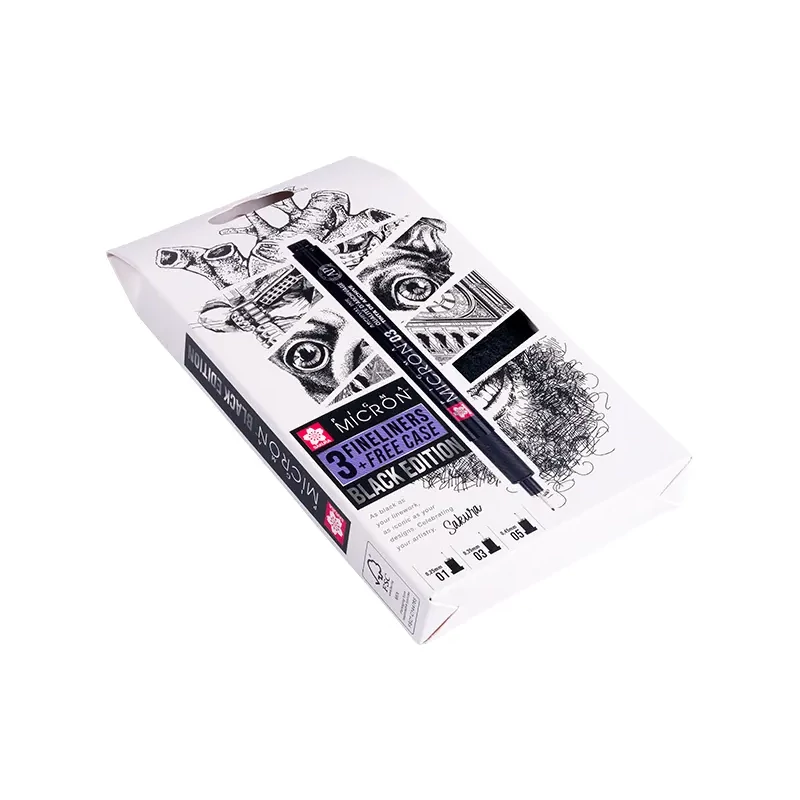 Sakura Pigma Micron műszaki rajztoll készlet - 3 db + tolltartó, Black Edition