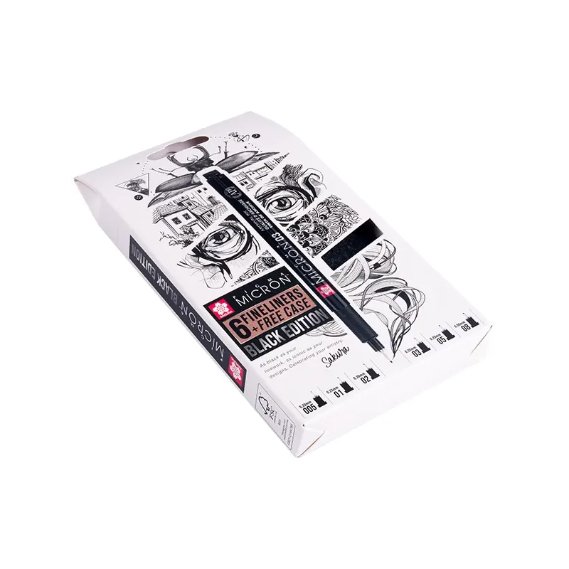 Sakura Pigma Micron műszaki rajztoll készlet - 6 db + tolltartó, Black Edition	