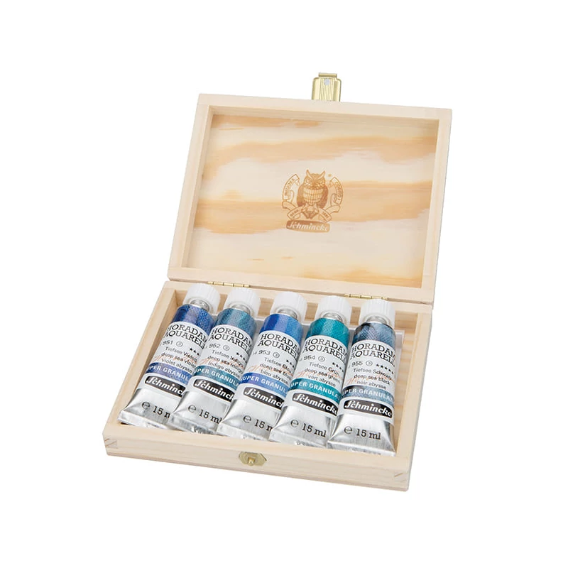 Schmincke Horadam akvarellfesték készlet, szuper granuláló - 5x15 ml, Deep sea 