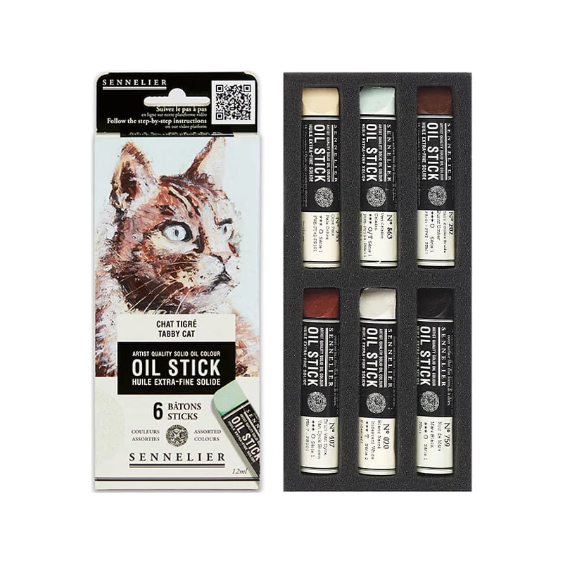 Sennelier Oil Stick olajfesték rúd készlet - 6x12 ml, tabby cat