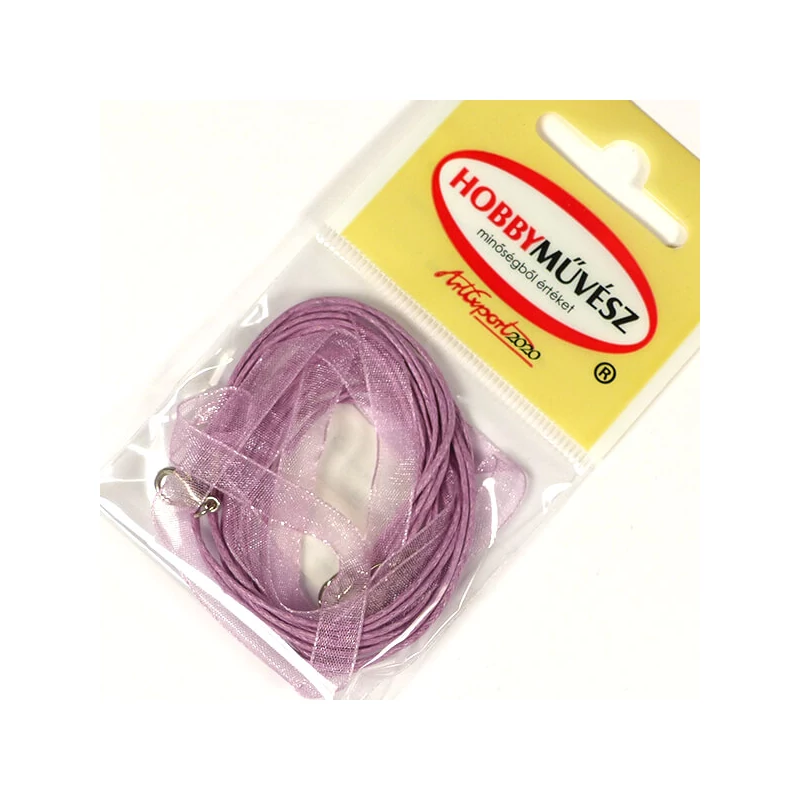 Organza nyaklánc viaszolt szállal, delfin kapoccsal - orgonalila