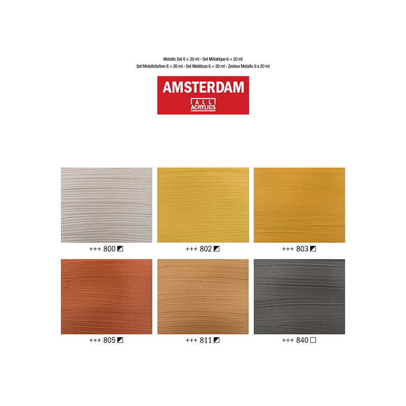 Talens Amsterdam akrilfesték készlet - 6x20 ml, metál színek