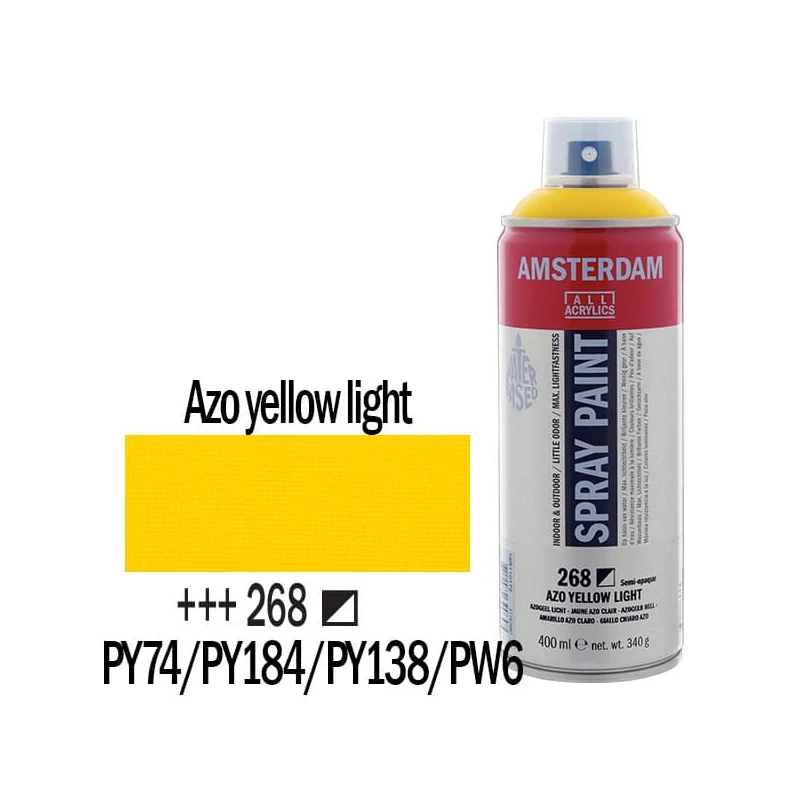 Talens Amsterdam vízbázisú akrilfesték spray, 400 ml - 268, azo yellow light