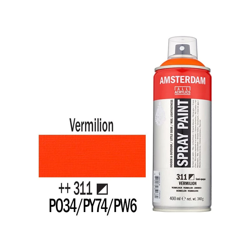 Talens Amsterdam vízbázisú akrilfesték spray, 400 ml - 311, vermilion