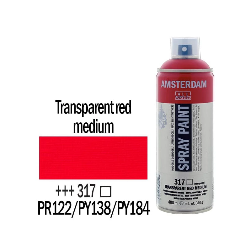 Talens Amsterdam vízbázisú akrilfesték spray, 400 ml - 317, transparent red medium