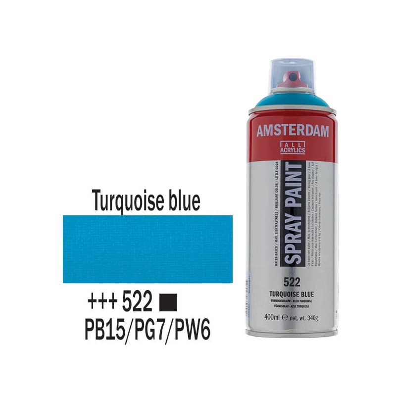 Talens Amsterdam vízbázisú akrilfesték spray, 400 ml - 522, turquise blue