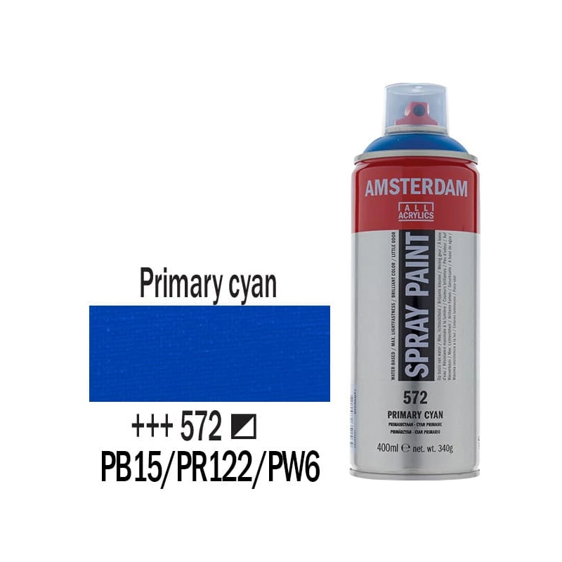 Talens Amsterdam vízbázisú akrilfesték spray, 400 ml - 572, primary cyan