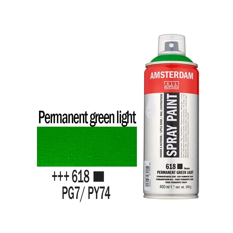 Talens Amsterdam vízbázisú akrilfesték spray, 400 ml - 618, permanent green light