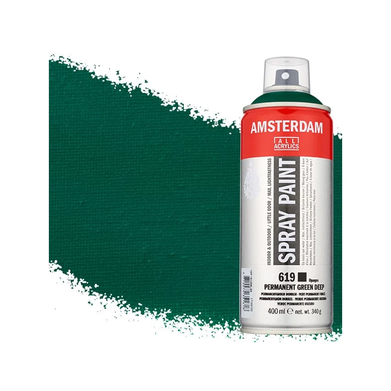 Talens Amsterdam vízbázisú akrilfesték spray, 400 ml - 619, permanent green deep