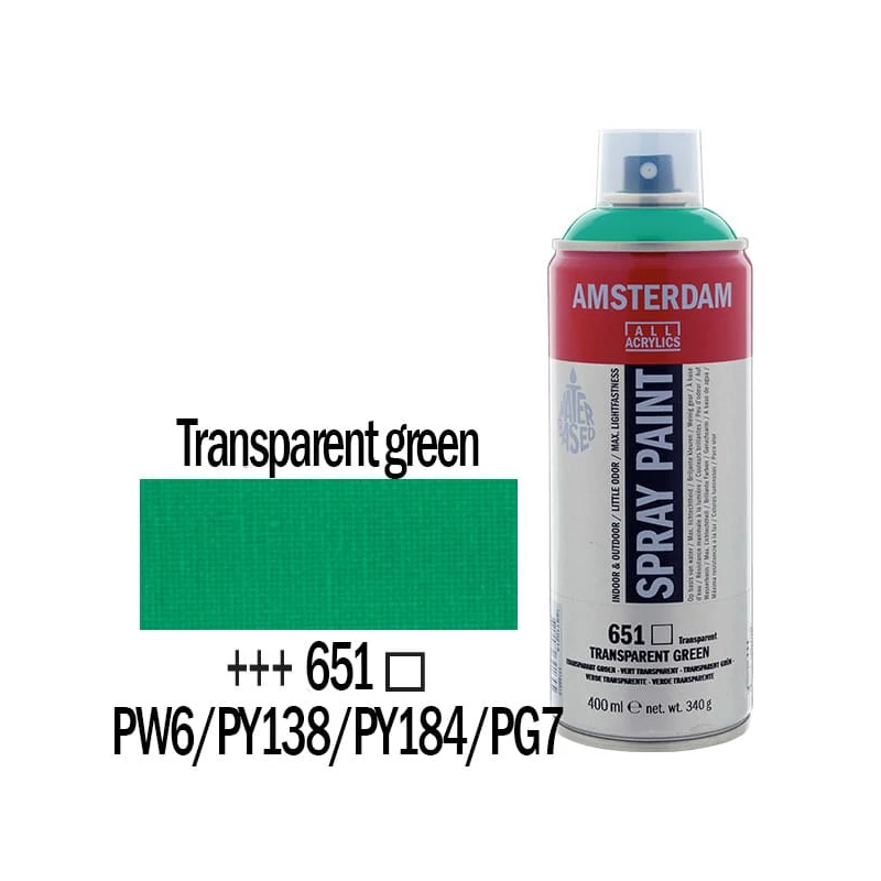 Talens Amsterdam vízbázisú akrilfesték spray, 400 ml - 651, transparent green