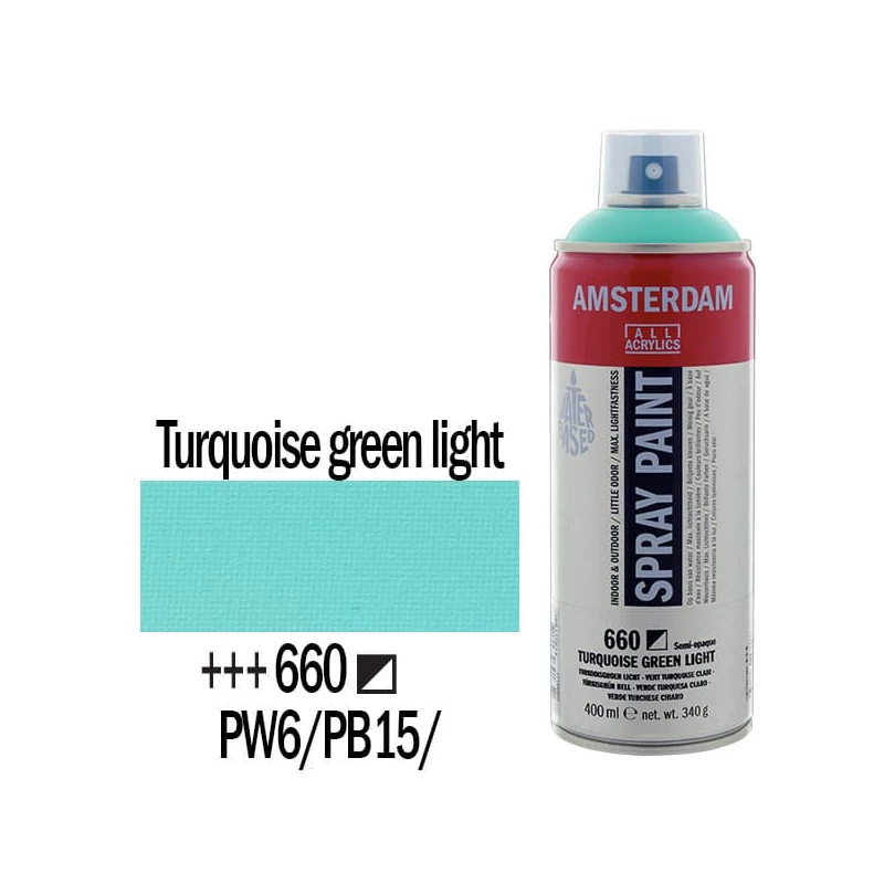 Talens Amsterdam vízbázisú akrilfesték spray, 400 ml - 660, turquoise green light