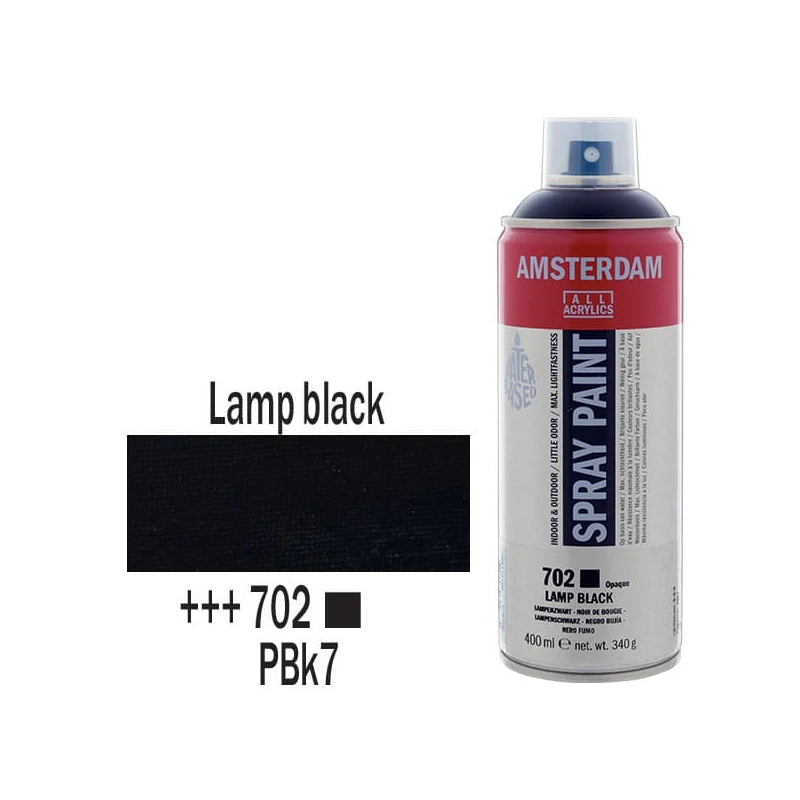 Talens Amsterdam vízbázisú akrilfesték spray, 400 ml - 702, lamp black