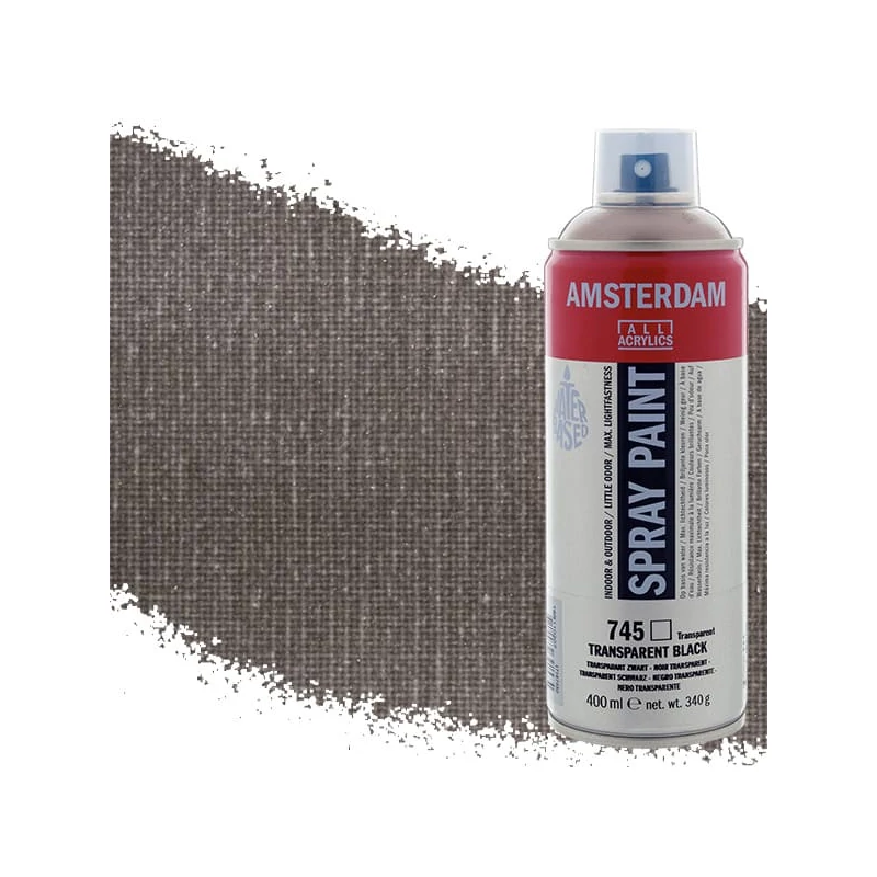 Talens Amsterdam vízbázisú akrilfesték spray, 400 ml - 745, black transparent