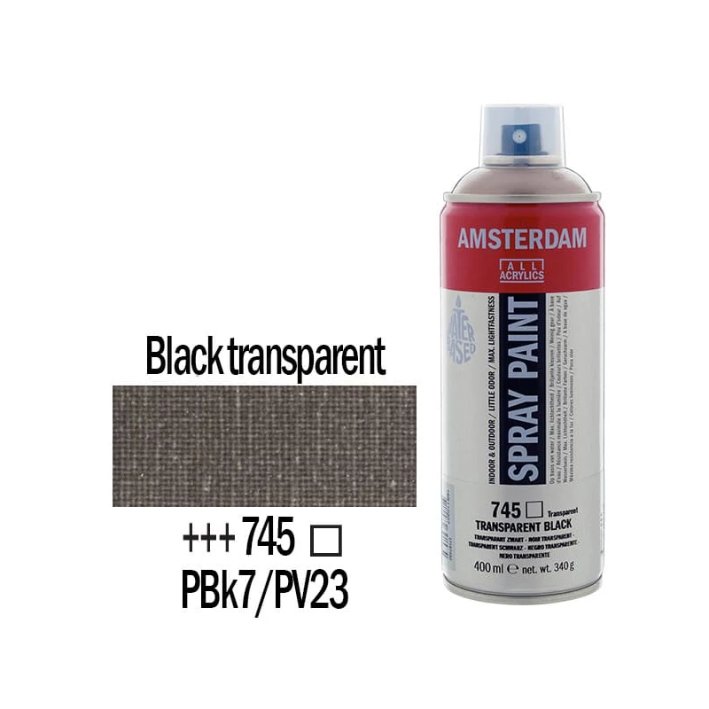 Talens Amsterdam vízbázisú akrilfesték spray, 400 ml - 745, black transparent