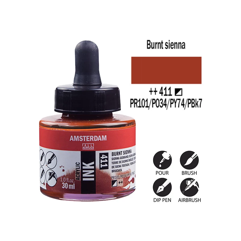 Talens Amsterdam akriltinta, 30 ml - 411, burnt sienna