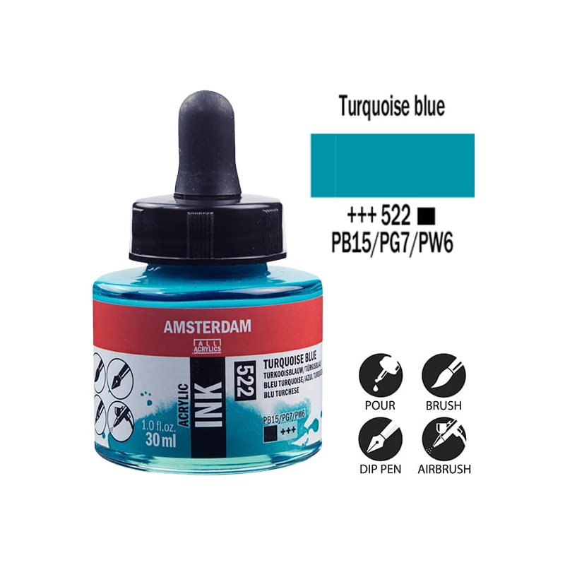 Talens Amsterdam akriltinta, 30 ml - 522, turquoise blue