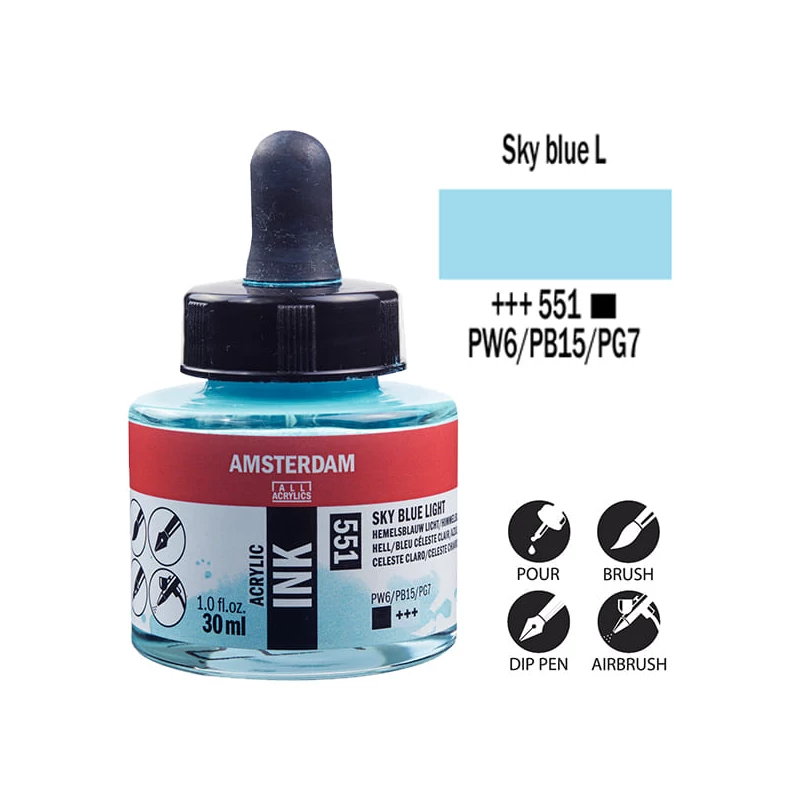 Talens Amsterdam akriltinta, 30 ml - 551, sky blue light