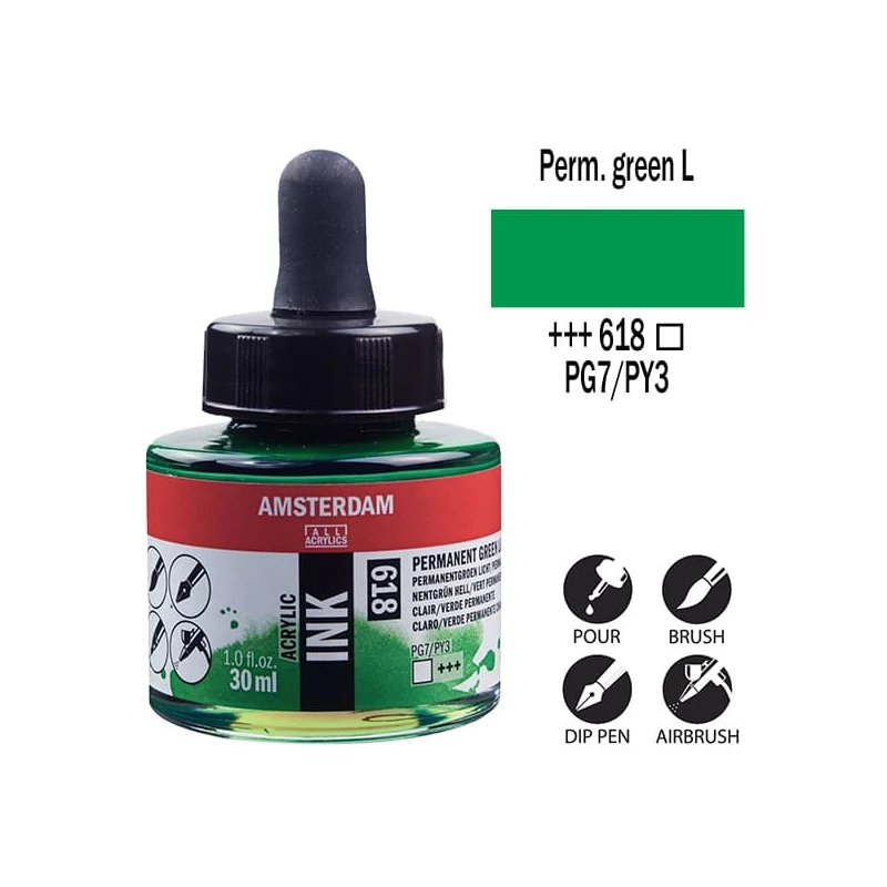 Talens Amsterdam akriltinta, 30 ml - 618, permanent green light