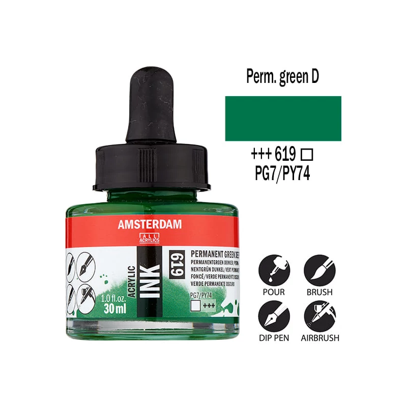 Talens Amsterdam akriltinta, 30 ml - 619, permanent green deep