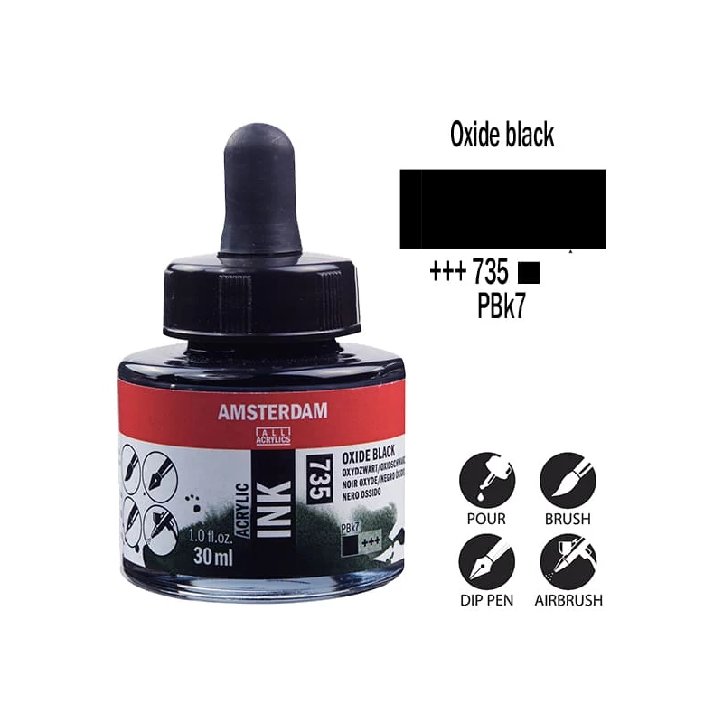 Talens Amsterdam akriltinta, 30 ml - 735, oxide black