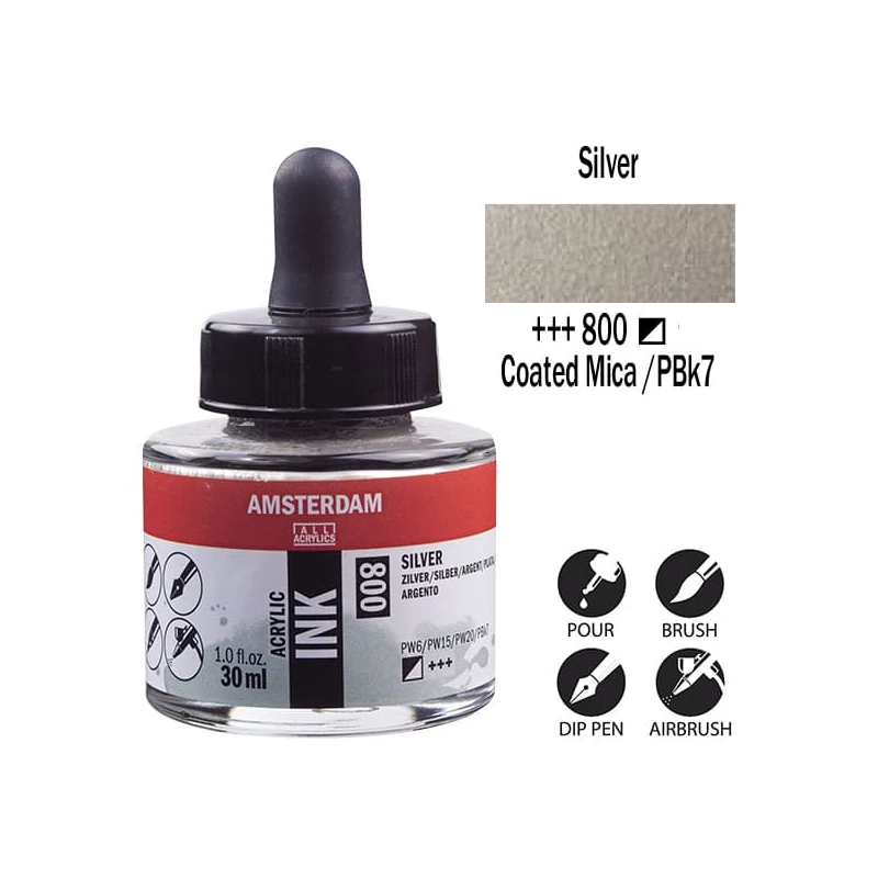 Talens Amsterdam akriltinta, 30 ml - 800, silver