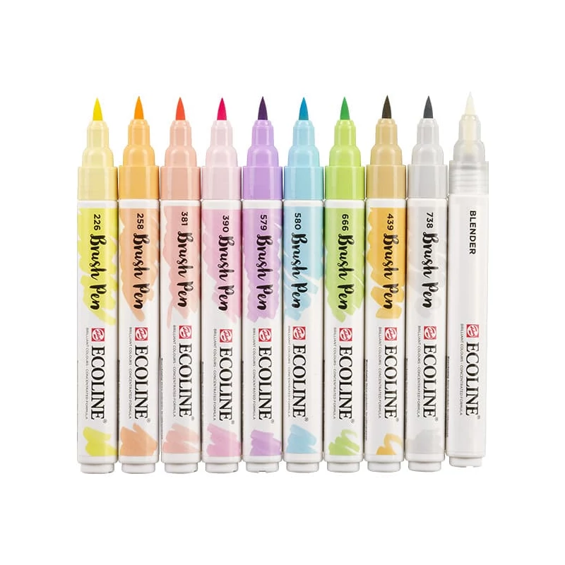 Talens Ecoline Brush Pen akvarell ecsetfilc készlet - 10 db, Pastel