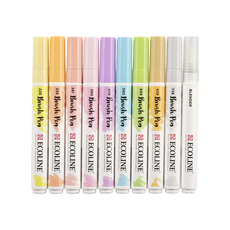 Talens Ecoline Brush Pen akvarell ecsetfilc készlet - 10 db, Pastel