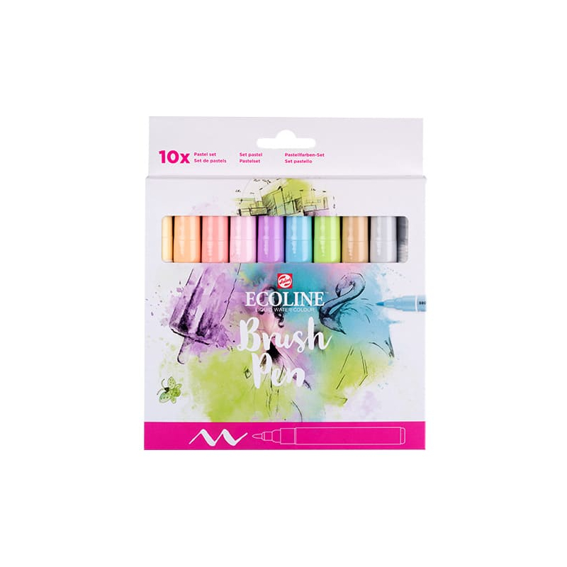 Talens Ecoline Brush Pen akvarell ecsetfilc készlet - 10 db, Pastel