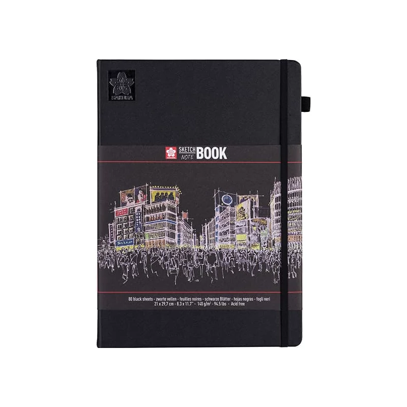 Sakura Sketch/note book jegyzet- és vázlatfüzet, fekete papír - A4