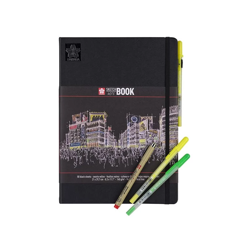 Sakura Sketch/note book jegyzet- és vázlatfüzet, fekete papír - A4