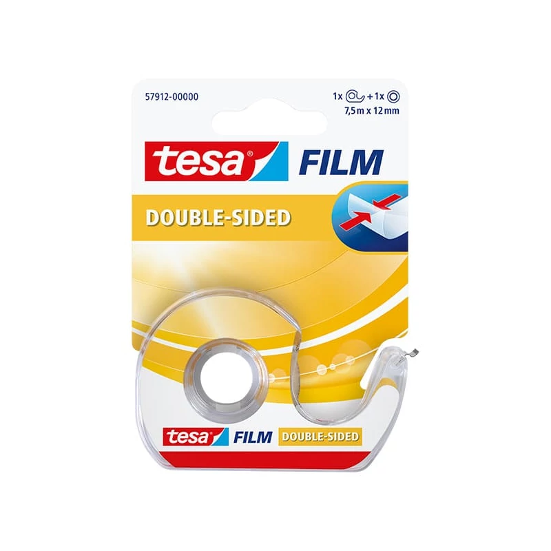 Tesa 57912 Tesafilm kétoldalas ragasztószalag eldobható tépővel, 12 mm x 7,5 m