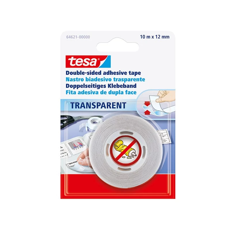 Tesa 64621 kétoldalas ragasztószalag, átlátszó, 12 mm x 10 m