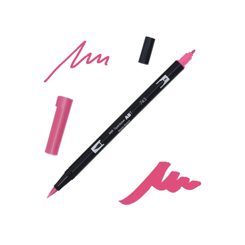 Tombow abt dual brush pen kétvégű filctoll - 743, hot pink