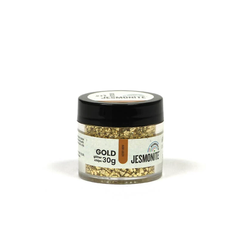 Jesmonite Glitter Chips üveggranulátum, 30 g - arany