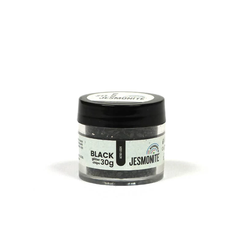 Jesmonite Glitter Chips üveggranulátum, 30 g - fekete