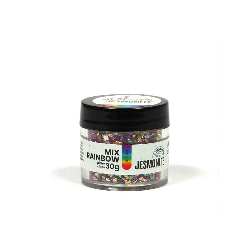 Jesmonite Glitter Chips üveggranulátum, 30 g - szivárvány