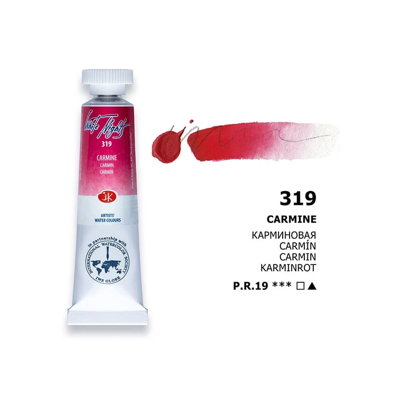 White Nights tubusos akvarellfesték, 10 ml - 319, carmine