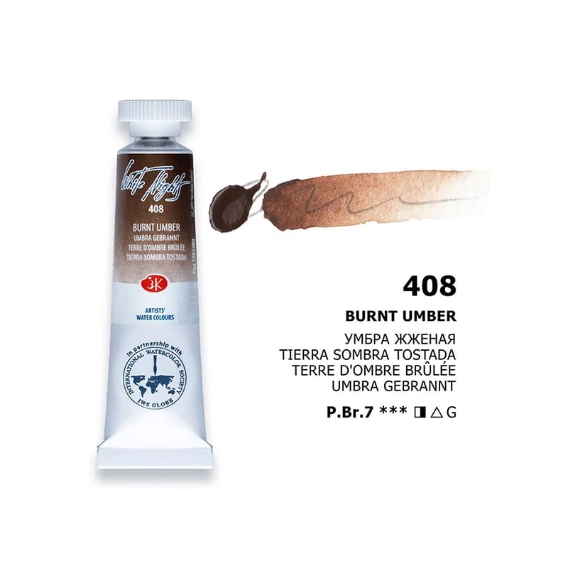 White Nights tubusos akvarellfesték, 10 ml - 408, burnt umber