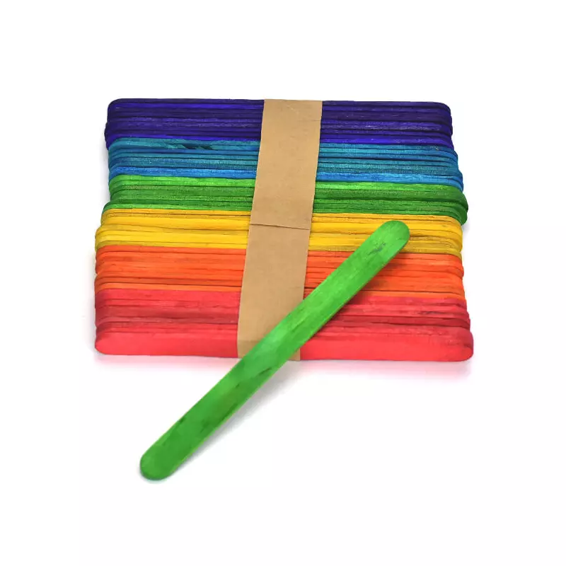 Fa spatula színes csomagban, 115x10 mm, 50 db